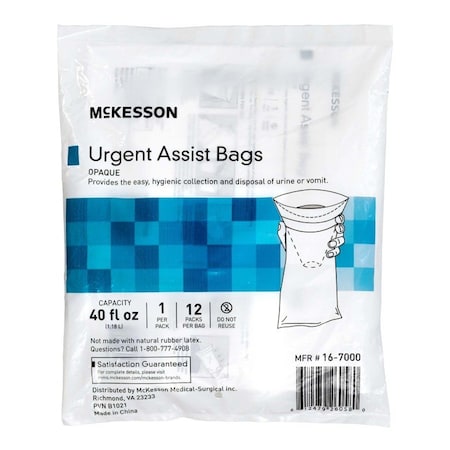 Mckesson Emesis Bag, 40 oz, White, 12PK 16-7000